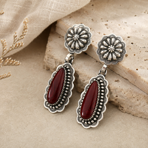 Orecchini Pendenti Vintage Rossi Scintillanti, Gioielli di Moda per Donne - Product Image 3