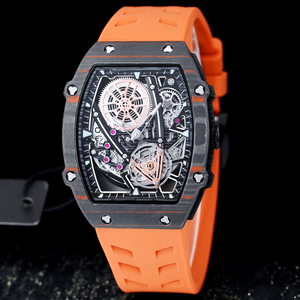 High-quality RM Style Red Carbon Fiber <b>Skeleton</b> <b>Automatic</b> <b>Watch</b> With Rubber Strap - Product Image 3