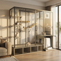 Meubles professionnels pour animaleries : Vitrine en verre trempé et bois massif pour chat, grande cage intérieure pour chat avec grand espace
