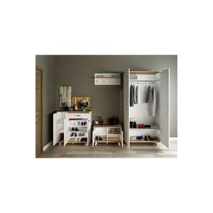 Moderno perchero escandinavo de madera blanca con zapatero para recibidor, pasillo o guardarropa - Product Image 2