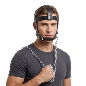 Arnés de cabeza de cuero de vaca Original 100% para ejercicio de fuerza física equipo de gimnasio de levantamiento de pesas para hombres y mujeres Material de hierro - Product Image 1
