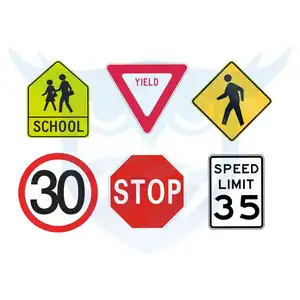 Açık trafik yol güvenliği alüminyum hız sınırlı kurulu yansıtıcı okul bölgesi işaretleri