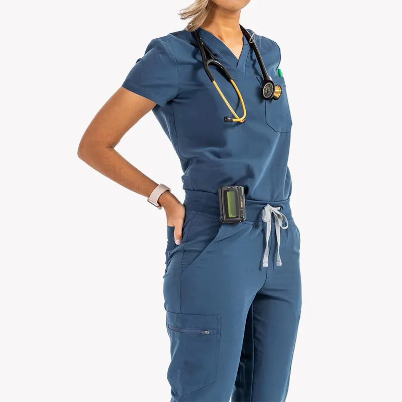 Venta al por mayor poliéster rayón spandex elástico logotipo personalizado niñas hospitales uniformes para mujeres laboratorio médico batas enfermera uniforme
