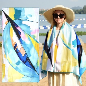 Màu xanh và màu xanh lá cây lông in bãi biển Khăn mùa hè đặc biệt cung cấp Gói giá cả phải chăng khăn bãi biển phổ biến nhất - Product Image 1