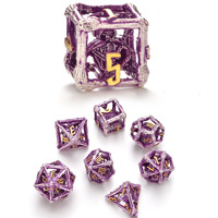DND Metal 3D Purple Stereoscopic Death Dice Polyhedral Toys for Gamers Dungeons & Dragons & Cthulhu Promotional Toys