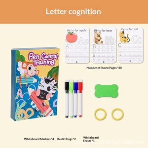 Livre d'entraînement <span class=keywords><strong>à</strong></span> la maîtrise du stylo Montessori pour la maternelle, cartes postales de peinture éducatives, lignes simples, graffiti effaçables - Product Image 6