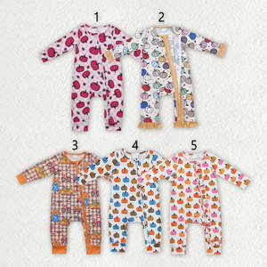 En Stock bambin garçons et filles automne trois citrouilles broderie tenues assorties enfants mignon Halloween smocké vêtements - Product Image 4