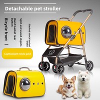 Poussette pour animaux de compagnie avec porte-chien amovible, design léger et pliable pour petits animaux et chats