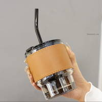 Mode PU Porte-Tasse En Cuir Résistant À La Chaleur Café Verres Tasse Couverture En Cuir À La Main Personnalisé Tasse En Verre Eau Porte-Gobelet