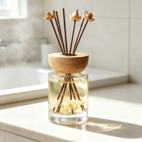 Bouteille en verre personnalisée de 120 ml et 150 ml avec couvercle en bois, flacon de parfum portable rechargeable pour diffuseur