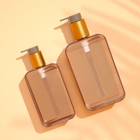 Emballage de luxe personnalisé de soins personnels carré 300 ml bouteille de shampoing pour le visage bouteille en plastique PET Transparent bouteille de pompe de Lotion pour le corps