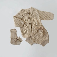 Ensemble de vêtements pour bébés et tout-petits, nouveau style 2026, en tricot jacquard brodé, avec chapeau, chaussures et gants