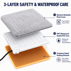 Custom Rechargeable Pet Heating Pad with OEM ODM Custom Logo Rechargeable Temperature Control Battery Heated Pet Bed for Pets - Product Image 6