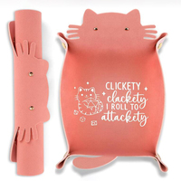 Plateau de rangement en forme de chat, plateau à bijoux, plateau à dés, plateau de rangement en cuir PU, organiseur de bureau pour cosmétiques