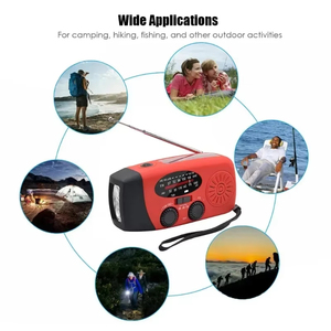 <span class=keywords><strong>Radio</strong></span> portable d'urgence solaire à manivelle 2000 mAh avec batterie externe rechargeable par USB, lampe torche 3 LED, <span class=keywords><strong>radio</strong></span> AM/FM/NOAA - Product Image 2