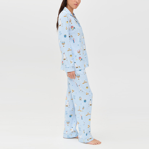 <span class=keywords><strong>Pigiama</strong></span> da Donna in <span class=keywords><strong>Cotone</strong></span> Biologico, Set PJ Classico Sostenibile, Abbigliamento da Notte Personalizzato, Completo Loungewear da Donna con Maniche Lunghe - Product Image 4