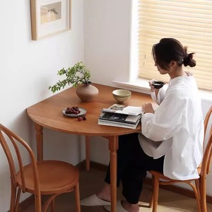 Nordic Solid Wood <b>Dining</b> <b>Table</b> And Chair <b>Set</b> <b>4</b> Piece Extendable <b>Round</b> Telescopic <b>For</b> Home Small Apartments Living Room - Product Image 3