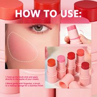 Bâton de blush crème en gros, marque privée, couleur modulable pour les joues, 5 teintes, soyeux et lisse, longue tenue, pour tous les tons de peau