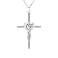 Collier pendentif en argent sterling 925 avec symbole de croix infinie en forme de cœur et moissanite VVS pour femmes, très vendu