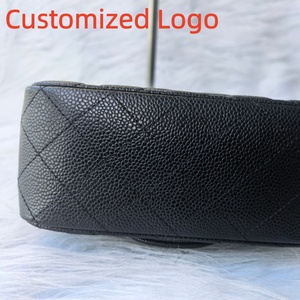 Bolsos de Hombro Cuadrados Mini de Piel Genuina Granulada Acolchada de Diseño de Lujo de Alta Gama con Cadena de Piel de Becerro y Piel <span class=keywords><strong>Caviar</strong></span> - Product Image 4