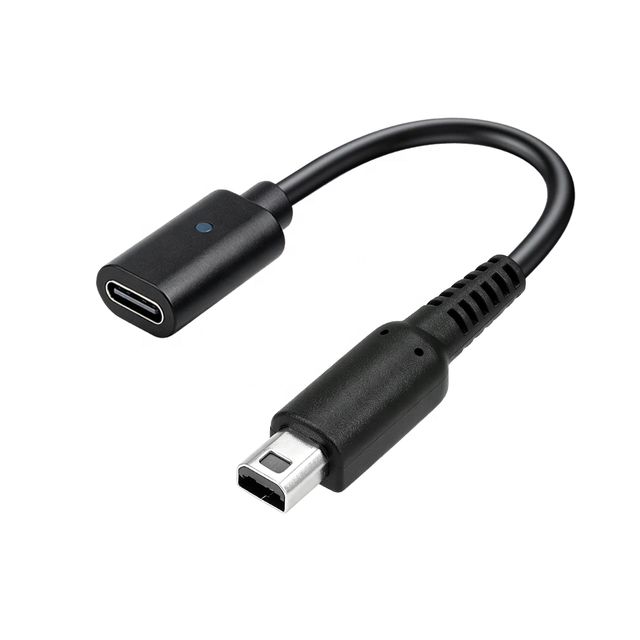 3DS to USB Type-C Charging Cable Adapter Black 6.5 Inch USB-C to 3DS Charger Cable for Nintendo 3DS / 2DS / New 2DS XL/DSi