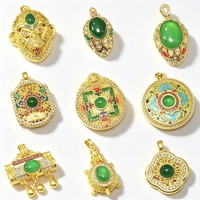 Assortiment de pendentifs ethniques vintage ornés en alliage de zinc plaqué or 18 carats, émail résine, pour la fabrication de colliers DIY, vente en gros