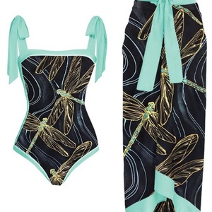 Conjunto de 2 Piezas de Traje de Baño con Falda de Cintura Alta y Cubierta de Encaje con Estampado Floral Rosa Personalizado para Mujer - Product Image 5