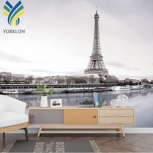 Papier peint mural 3D de style moderne avec vue sur la ville de <span class=keywords><strong>Paris</strong></span>, fait sur mesure pour bar, studio, décoration de la maison, étanche, antistatique, 1 an - Product Image 1