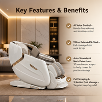 Fauteuil de massage chauffant Shiatsu 3D de luxe avec écran tactile TFT et fonction de grattage des mollets pour la relaxation à domicile des personnes âgées