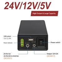 Batterie lithium-ion 24V, pack de batteries 12V 5V, power bank 44800mAh haute capacité, lumière LED, haut-parleur, station d'alimentation portable pour l'extérieur