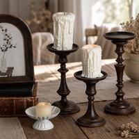 Support de bougie gothique en bois, accessoire de table pour escape room, ornement décoratif pour maison hantée d'Halloween