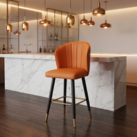 Tabourets de bar en cuir PU avec dossier, chaise haute, pieds en métal, siège rembourré pour comptoir/bar, vert
