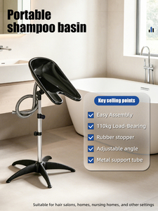 Lavabo Portátil de Plástico Negro para Lavar el Cabello, para Uso en Casa, Salón de Belleza o Barbería - Product Image 2
