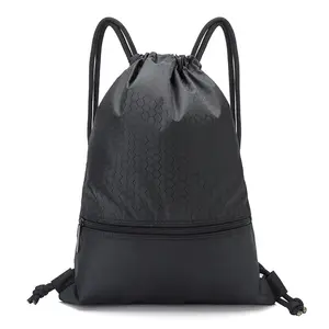 Custom Logo Promotional Gift Sublimation Printed Nylon Polyester Drawstring Backpack Bag With Zipper