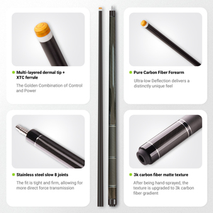 Low Deflection Carbon Fiber Pool Cue 11.8mm 12.5mm Tip 57 Inch 1/2 Split Billiard Cue Stick Economic Wholesale OEM Custom Logo - Product Image 3