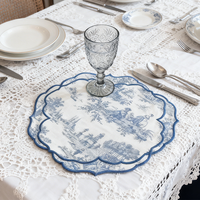 Set de table décoratif rétro en lin de 40 cm, forme fleur, écologique, lavable, matériau inaltérable, imprimé, taille personnalisée, vente en gros