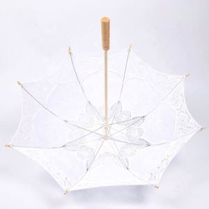 Sombrilla de Boda Blanca para Novia, con Encaje Bordado, de Bambú, Hecha a Mano, con Decoraciones de Encaje, Sombrilla de Encaje Color Marfil - Product Image 5