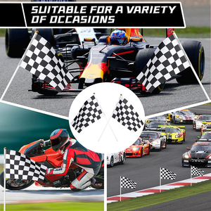 Оптовая продажа, Пользовательский логотип, размахивающий рукой мини-флажки 12x18 дюймов, флажки из полиэстера, черно-белый автомобильный гоночный ручной сигнальный флаг - Product Image 3