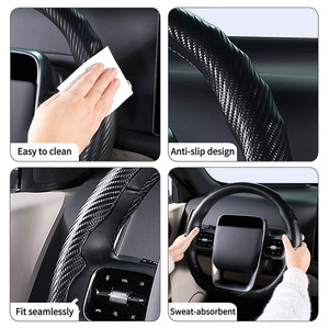Housse de <span class=keywords><strong>volant</strong></span> de luxe personnalisée avec fibre de carbone pour la protection de la voiture, compatible avec <span class=keywords><strong>Toyota</strong></span> Avalon Corolla Camry <span class=keywords><strong>Rav4</strong></span> - Product Image 5