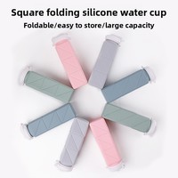 Bouteille d'eau pliable en silicone pour le sport en plein air, carrée, portable, 620 ml, sans BPA, pliable