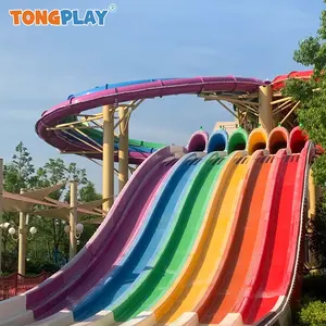 Water Playground Amusement Park Water Splash Pad Pouring Water Park Equipment Fiberglass Cpmpetition Slide With Swimming Pool
