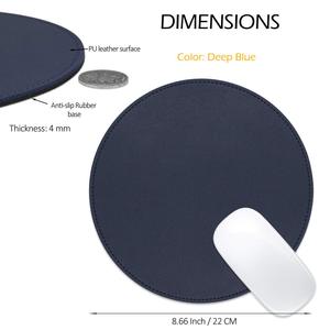 Cao cấp dễ thương Vòng chuột Pad Mat không thấm nước PU da 8.66-inch Mousepad với chống trượt cơ sở khâu cạnh màu xanh - Product Image 2