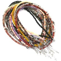Collier de perles multicolores personnalisées de 4 mm, pierres précieuses naturelles, chaîne d'extension en argent, fournisseur en gros pour les boutiques de bijoux