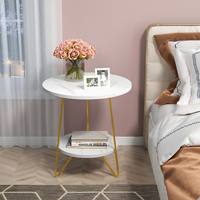 Mesa de Centro Moderna de MDF Blanca con Espacio de Almacenamiento para Sala de Estar, Juego de Mesas Auxiliares Pequeñas de Lujo