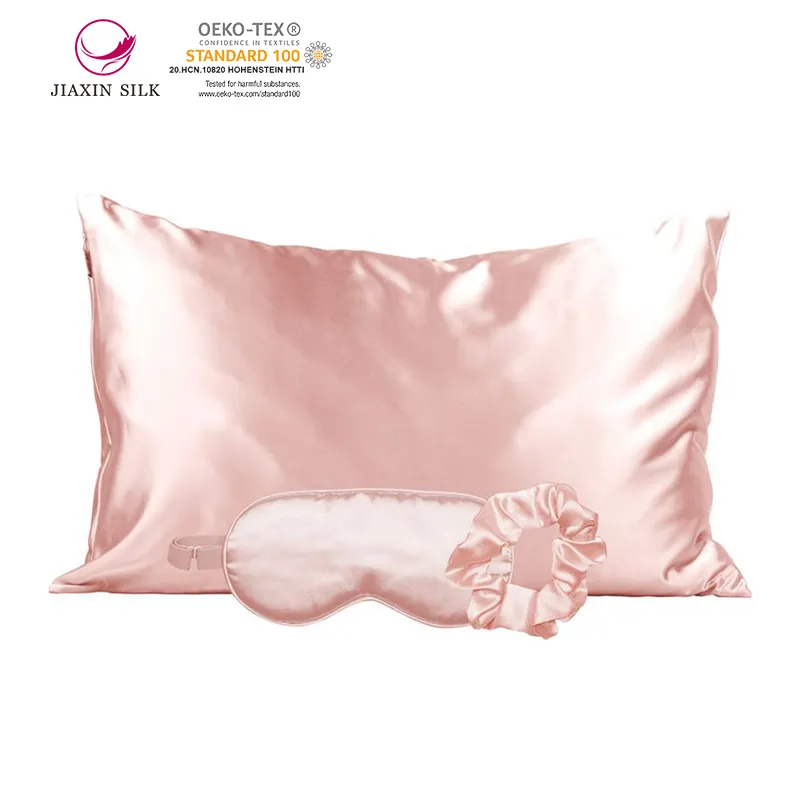 Sarung Bantal Sutra Murbei 100% Oeko-tex 6A Set dengan Scrunchies Eyemask Sutra Murni Sarung Bantal Hadiah Set 22 Mm Sarung Bantal Sutra