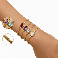 Bracelet Géométrique Gaovo 12 Pierres de Naissance en Forme de Goutte, Plaqué Or 18K PVD sous Vide, en Acier Inoxydable Anti-ternissement, Bijoux pour Femme