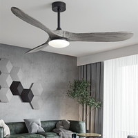 Ventilateur de plafond LED en bois massif JYLIGHTING 42/52 pouces, design moderne, moteur AC, télécommande, éclairage décoratif pour salon
