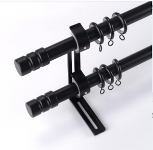 Ensemble de tringles à rideaux doubles en métal tringles à rideaux extensibles modernes contemporaines en vente pour fenêtre - Product Image 5
