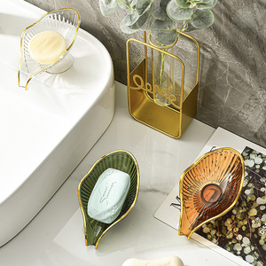 Jabonera de Vidrio Curva con Drenaje Automático, Estantes de Baño de Diseño Contemporáneo para Baño - Product Image 2