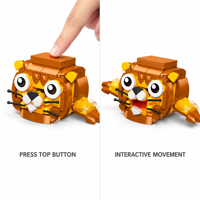 Ensemble de blocs de construction interactifs Tigre personnalisé de 181 pièces, jouet de construction STEM avec bouton poussoir pour animaux mobiles, marque privée OEM